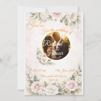 Tarjeta de Invitación de Boda Floral Elegante