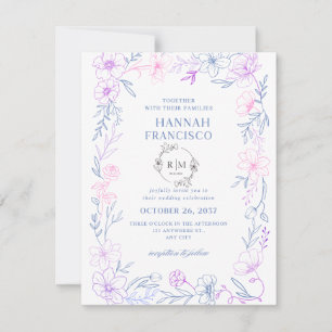 : Tarjeta de Invitación de Boda Floral Elegante Az