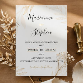 Tarjeta de Invitación de Boda Floral Elegante Blan