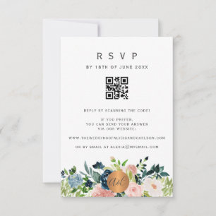 TARJETA DE INVITACIÓN DE BODA FLORAL ELEGANTE CON 