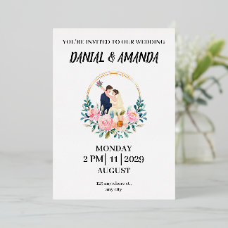 Tarjeta de Invitación de Boda Floral Elegante Edit