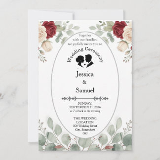 Tarjeta de Invitación de Boda Floral Elegante – Mo