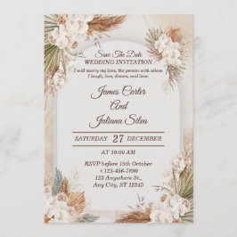 Tarjeta de invitación de boda floral elegante mode