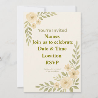 Tarjeta de Invitación de Boda Floral Elegante Pers