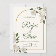 Tarjeta de Invitación de Boda Floral Marfil Elegan