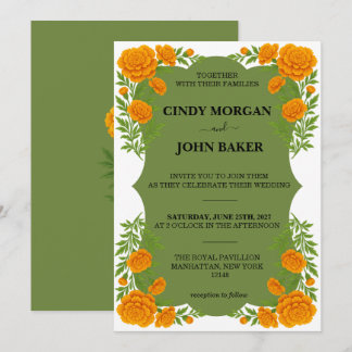 Tarjeta de Invitación de Boda Floral - Marigold