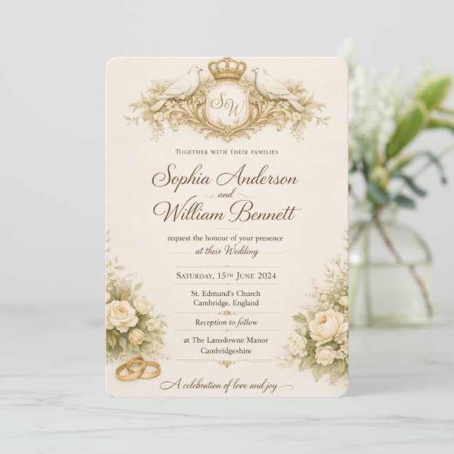 Tarjeta de invitación de boda floral naranja elega (Anverso de pie)