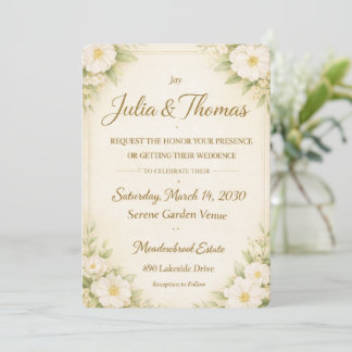 Tarjeta de invitación de boda floral naranja elega