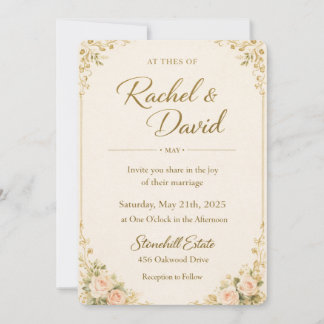 Tarjeta de invitación de boda floral naranja elega