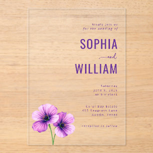 Tarjeta de Invitación de Boda Floral Púrpura Sofis