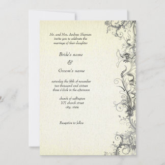 Tarjeta de invitación de boda floral retro
