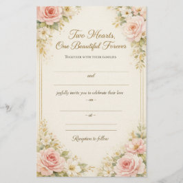 Tarjeta de Invitación de Boda Floral Romántica