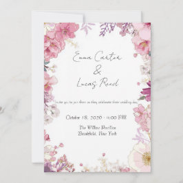 Tarjeta de Invitación de Boda Floral Romántica