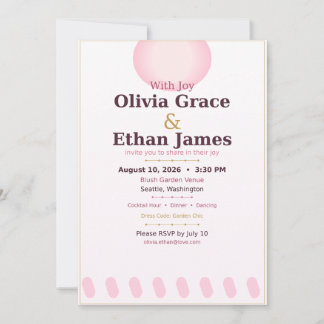 Tarjeta de Invitación de Boda Floral Romántica