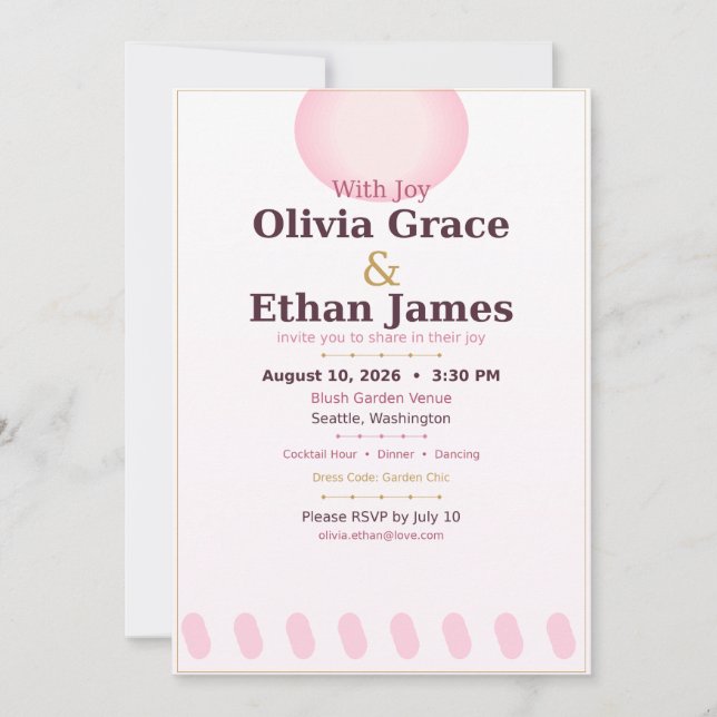 Tarjeta de Invitación de Boda Floral Romántica (Anverso)