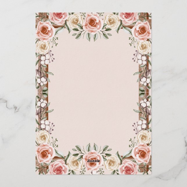 Tarjeta de Invitación de Boda Floral Rosa Editable (Reverso )