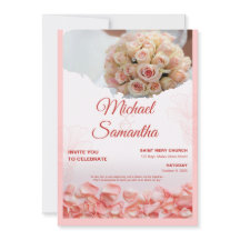 Tarjeta de Invitación de Boda Floral Rosa Elegante
