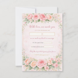 Tarjeta de Invitación de Boda Floral Rosa Elegante