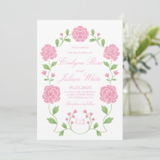 Tarjeta de Invitación de Boda Floral Rosa Romántic