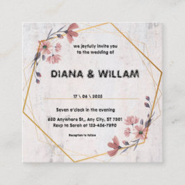 Tarjeta de Invitación de Boda Floral Rústica