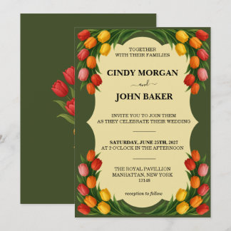 Tarjeta de Invitación de Boda Floral - Tulipanes
