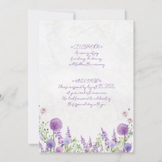 Tarjeta de invitación de boda Flores púrpura