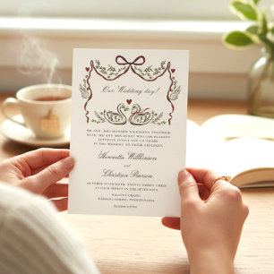 Tarjeta de Invitación de Boda Formal Cisnes con La