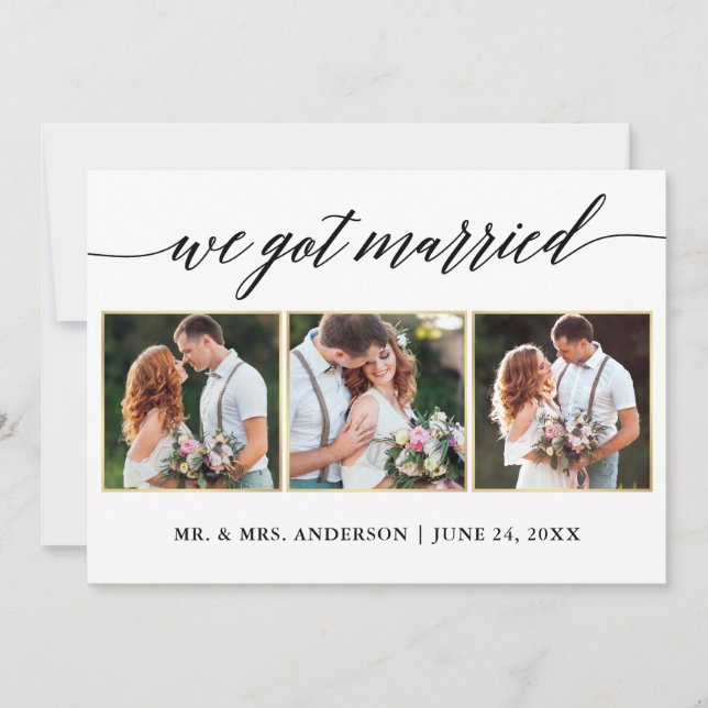 Tarjeta de Invitación de Boda fotográfico Calligra (Anverso)