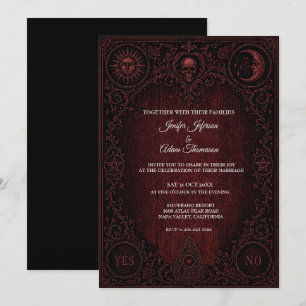 Tarjeta de invitación de boda gótica con tablero O