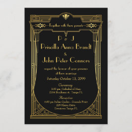 Tarjeta de invitación de boda,Gran Gatsby, negro,