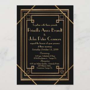 Tarjeta de invitación de boda,Gran Gatsby, negro