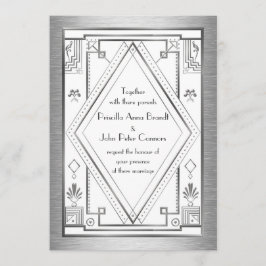 Tarjeta de invitación de boda,Gran Gatsby,plata, b