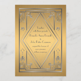 Tarjeta de invitación de boda,Gran Gatsby,plata, o