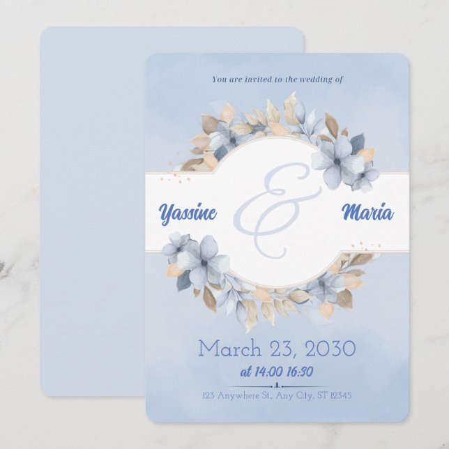 Tarjeta de Invitación de Boda Guardar la Fecha (Anverso / Reverso)