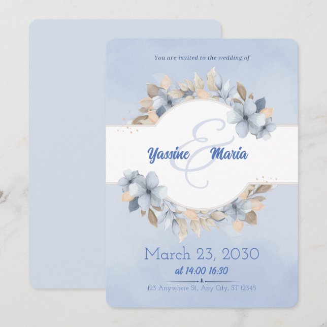 Tarjeta de Invitación de Boda Guardar la Fecha (Anverso / Reverso)
