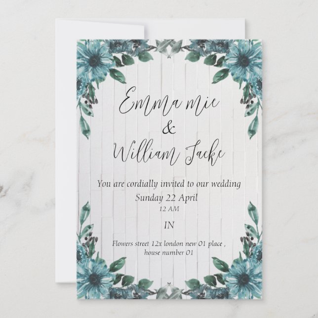 Tarjeta de invitación de boda hermosa (Anverso)