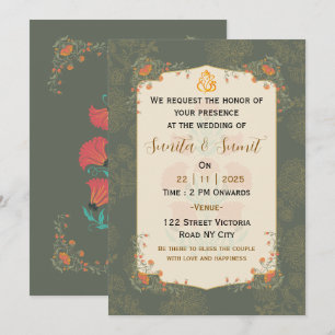Tarjeta de Invitación de Boda India Elegante