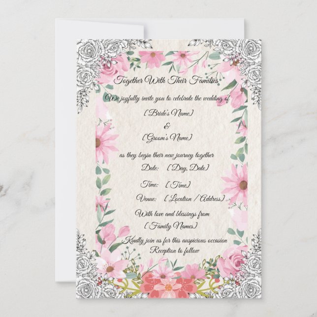 Tarjeta de Invitación de Boda India Simple y Elega (Anverso)