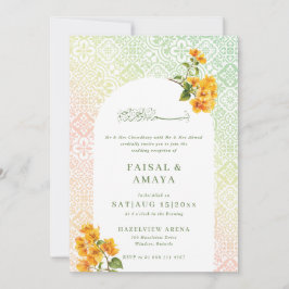 Tarjeta de invitación de boda islámica con patrón