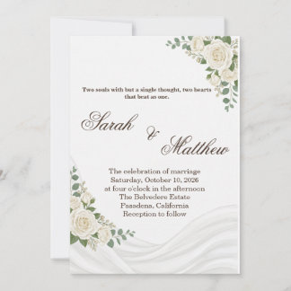 Tarjeta de Invitación de Boda Islámica Floral Blan