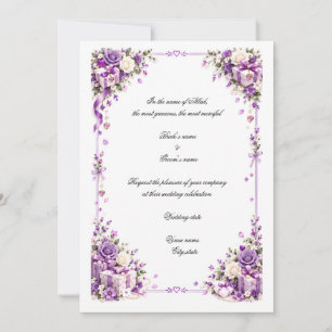 Tarjeta de Invitación de Boda Islámica Floral Eleg