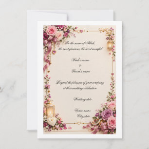 Tarjeta de Invitación de Boda Islámica Floral Eleg
