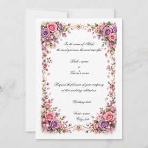 Tarjeta de Invitación de Boda Islámica Floral Eleg