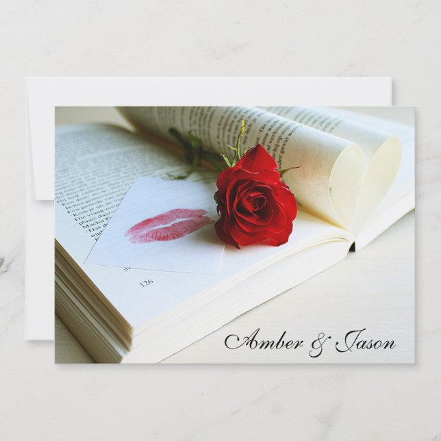 Tarjeta de invitación de boda 'Libro del amor' (Anverso)