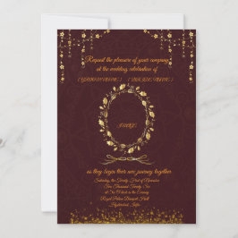 Tarjeta de Invitación de Boda Lujo Marrón Dorado |