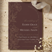 Tarjeta de invitación de boda marrón mousse modern