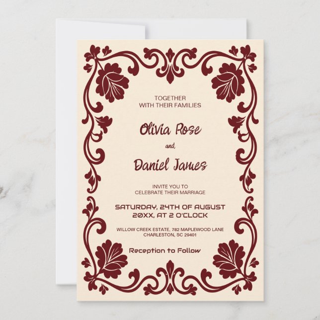 Tarjeta de Invitación de Boda Medieval Real Elegan (Anverso)