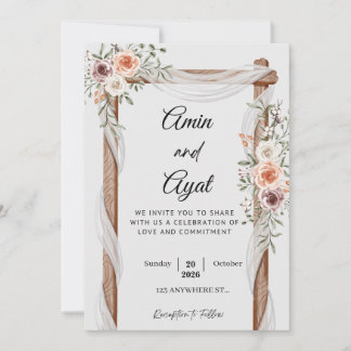 Tarjeta de Invitación de Boda Minimalista | Clásic