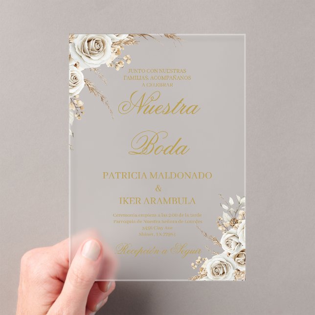 Tarjeta de invitación de boda minimalista de acríl (Insitu (portátil))
