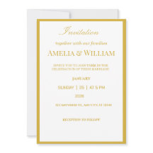 Tarjeta de Invitación de Boda Minimalista de Oro B